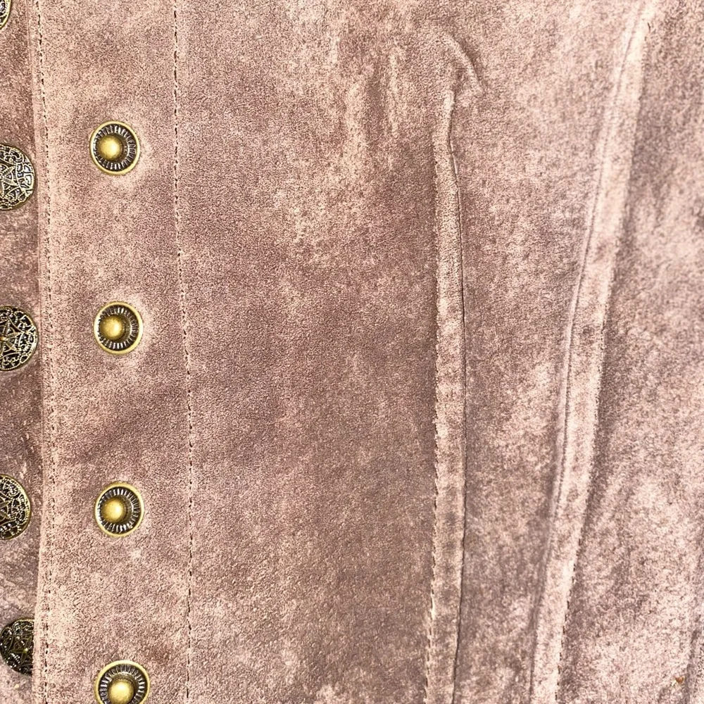 A.M.I. Leather Suede Jacket. Large . Long Sleeve. Fully Lined.Tan  brown Color - Picture 3 of 7